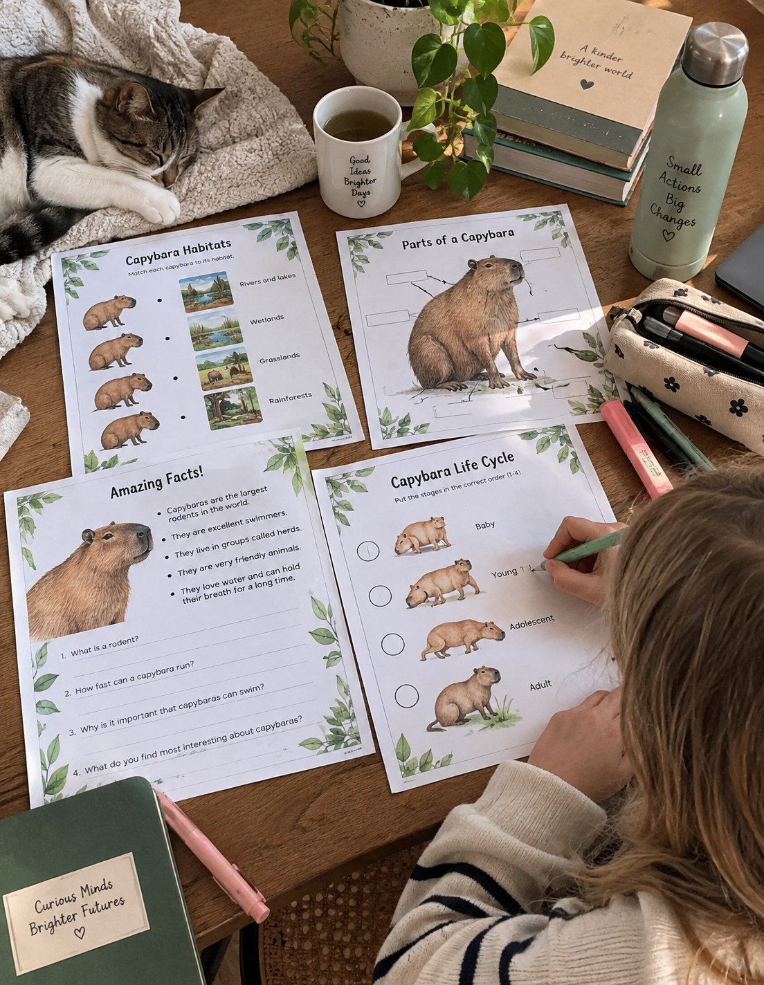 Capybara science worksheets for kids from English Paradise Kids